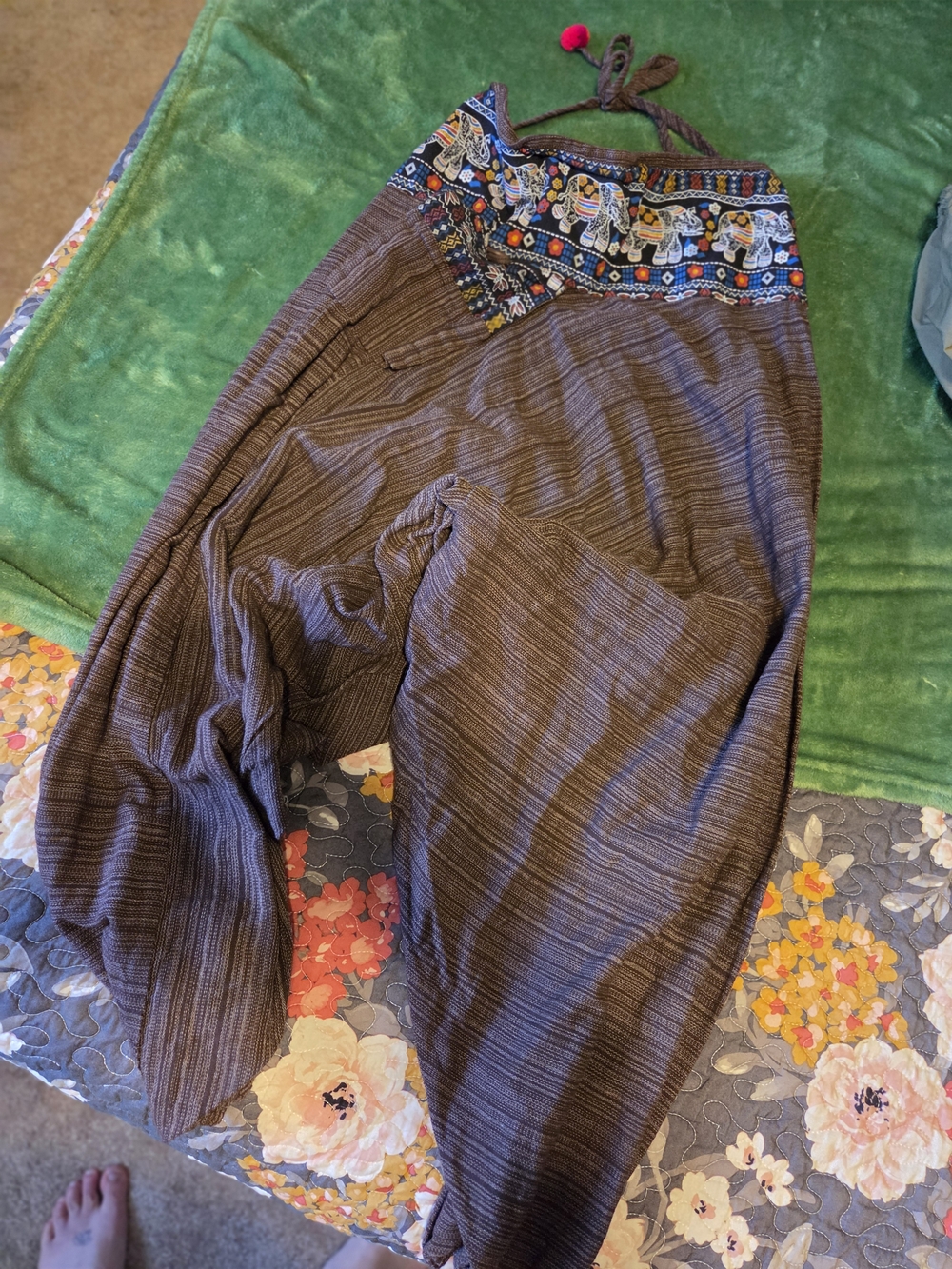 Bohemian Embroidered Waist Harem Pants - Unisex Size M